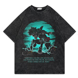Washed retro T-shirt graphic casual cotton short sleeves