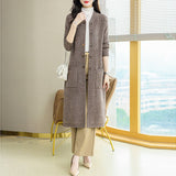 Women Knitwear Autumn and Winter Double-Breasted Knitted Cardigan Loose Overcoat