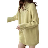 Women Knitwear Spring and Autumn Turtleneck Solid Color Sweater Loose Sweater