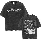 Rapper JUICE WRLD Graphic T-Shirt Men's Hip Hop Vintage Washed