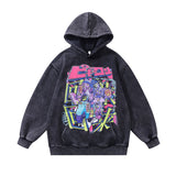 Men Hoodie Hip Hop Cartoon Hooded Sweatshirt Loose Washed-out Couple Hoodies