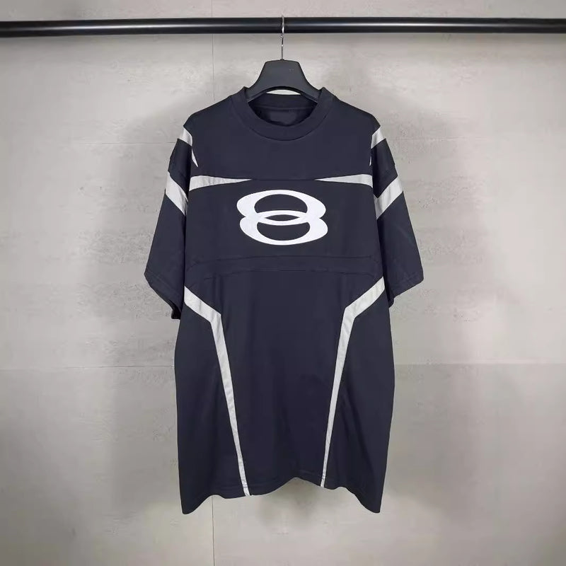 Men T-shirts Balen Paris Embroidery Splicing Washed Short Sleeves