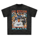 Mens Vintage baseball T-Shirt Baseball Ha-Seong Kim Printed Short Sleeve T-Shirt Vintage Wash
