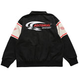 Men Jacket Coat Racing Suit Men's Color Matching Color Contrast Embroidered Letter Jacket Coat Loose