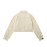 Women Jacket Loose Lapels Zipper Pocket Autumn Long Sleeve Coat