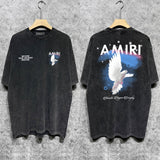 Amiri T-shirt Washed and Worn Retro Short Sleeve T-shirt