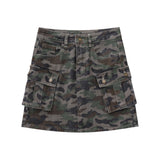Women Skirt Tooling Multi-Pocket Denim Skirt