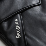 Unisex Winter Cotton Coat Three-Dimensional Pocket Decoration down Jacket Vintage PU Leather down Jacket
