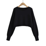 Women Sweater Knitwear Cropped Midriff-Baring Hoodie Knitwear Sweater