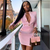 Women Dresses Bandage Dress Metal Buckle Slim Fit Dress (Ont0408)