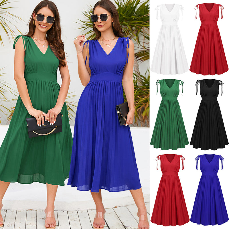 Women Date Dress Summer Pleated Skirt Dress plus Size