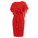 Women Date Dress Summer Polka Dot Printed Chiffon Dress V-neck Hip Skirt