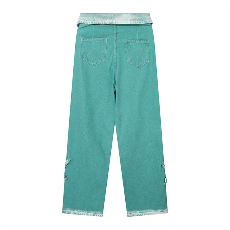 Women Pants High Waist Jeans Straight-Leg Pants Loose Trousers