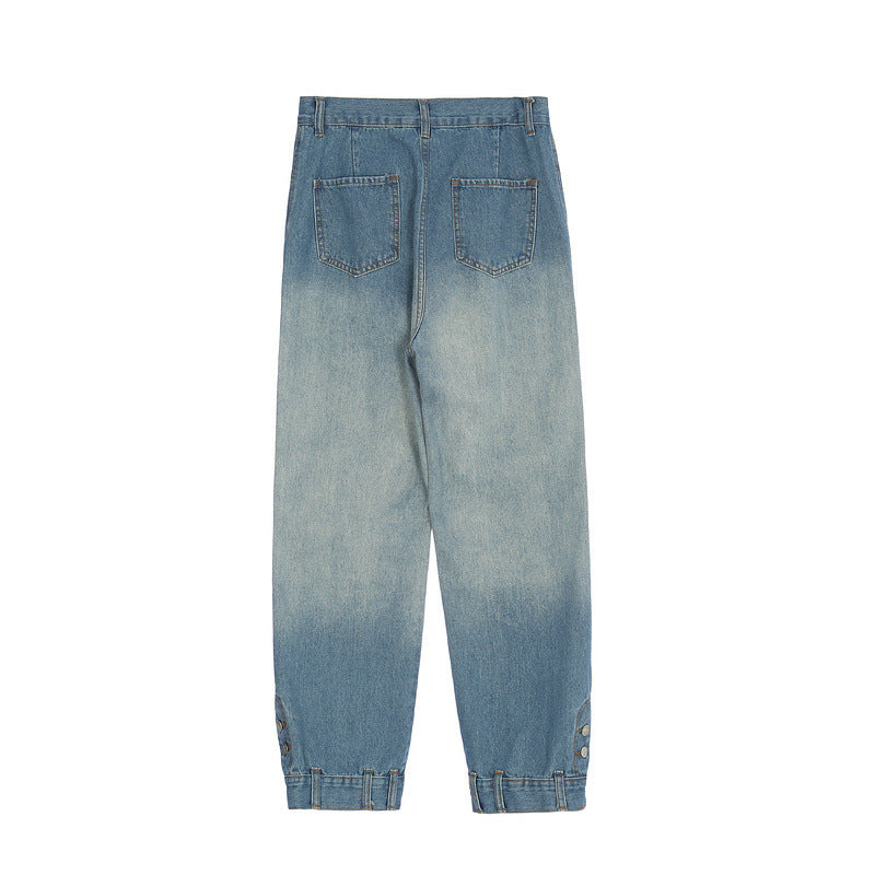 Men Jeans Washed Loose Tappered Jeans