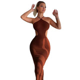 Women Dresses Spring/Summer Backless Sheath Dress (Bla0420)