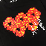 Denim Tears T Shirts Flame Wood Cotton Printed Loose Short Sleeve T-shirt