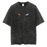 Men Fashion Streetwear Washed Black T-Shirt Harajuku Japanes
