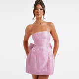 Women Dresses Summer Sexy Bowknot Mini Dress