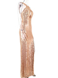Women's Evening Gown Sexy Backless Vintage Sequins Dress Evening Dress