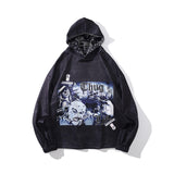 Men Hoodie Vintage Print Oversize Loose-Fitting Hoodie