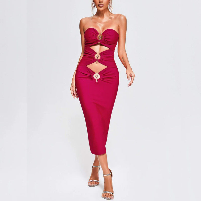Women's Evening Dress Hollow-out Tight Bandage One-Piece Dress Banquet Dress