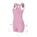 Women Jumpsuit Summer Sexy Backless Slim Fit Sleeveless Jumpsuit (Hawthaw0412)