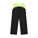 Men Sweatpants Casual Sports Trousers Striped Stitching Loose Straight Trousers with an Elasticated Waist