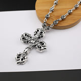 Chrome Hearts Necklace Classic Vintage Flame Cross Fish Hook Button Head Design Men and Women