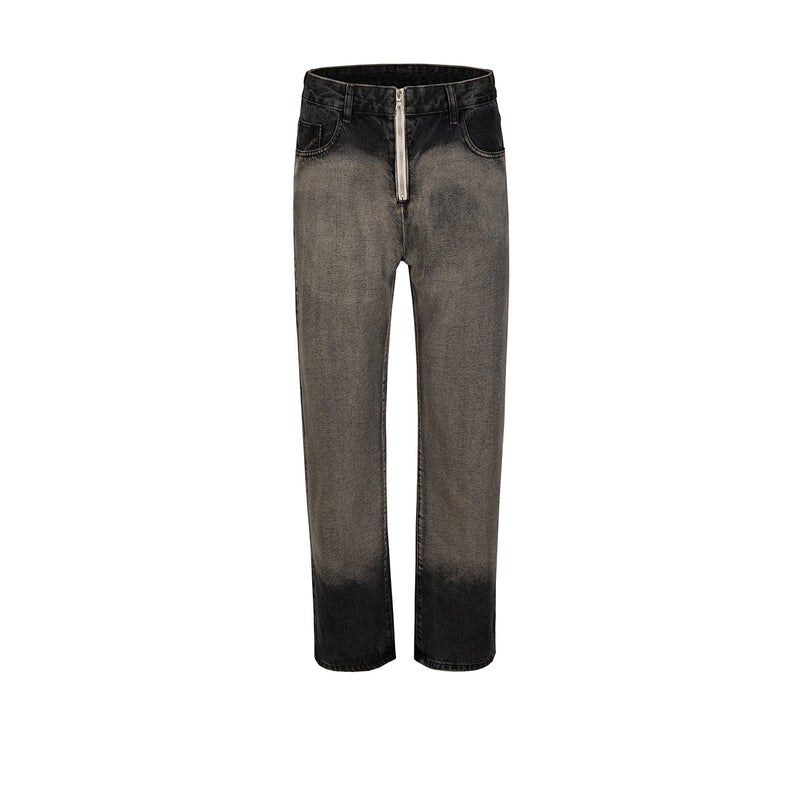 MIJKO Men's Vintage Pants MIJKO Men's Women's Washed Old Trousers Zipper Jeans