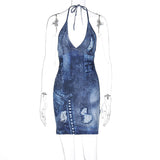 Women Dresses Summer Sexy V-neck Backless Sheath Dress