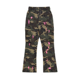 Men Sweatpants Paint Splash Slightly Flared Camouflage Workwear Trousers Multi-Pocket Wide-Leg Pants