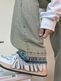 Men Jeans Vintage Jeans Men's Skinny Slim-Fitting Workwear Straight-Leg Pants