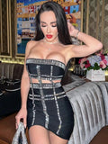 Women's Evening Dress Sexy Punk Bandage Dress Hollow Skirt