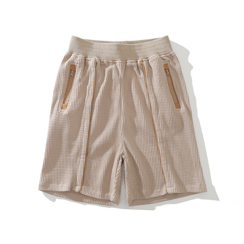 Men Shorts Vintage Waffle Frill Men Summer Casual Shorts