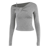 Women Tops Autumn and Winter Leisure Style Long Sleeve Sexy Dew Slim Top