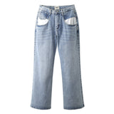 Men Jeans Vintage Men's Flared Distressed Wide Leg Jeans