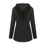 Women Trench Coat Long Cardigan Hooded Coat Outdoor Raincoat