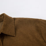 Women Trench Coat Corduroy Coat Autumn and Winter Long Sleeve Retro Long-Sleeved Fleece Sweater