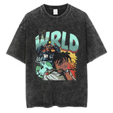 Rapper JUICE WRLD Graphic T-Shirt Men's Hip Hop Vintage Washed