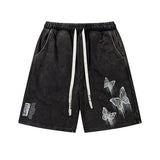 Men Shorts Retro Washed Distressed Shorts Loose Track Pants