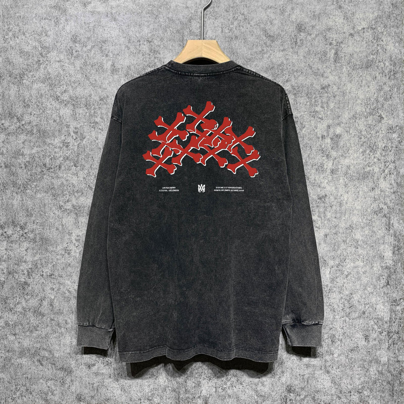Amiri Long Sleeve Shirt Vintage T Shirt Washed and Worn Vintage Long Sleeve T-shirt