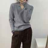 Women Winter Knitted Sweater Spring and Autumn V-neck Long-Sleeve Knitwear Sweater 8t8118