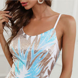 Women's Evening Gown Sexy Retro Long Sleeve Cloak Sequined Suspender Dress