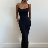 Women Dresses Casual Sleeveless Slim Fit Camisole Dress (Bla0420)