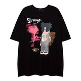 Men T Shirt Summer Hip Hop Cartoon Puff Print Couple Short Sleeve T-shirt