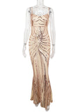 Women's Evening Gown Evening Dress Sexy Strap Vintage Sequins Dress
