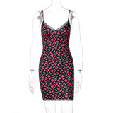Women Dresses Autumn Sexy V-neck Lace Sling Dress