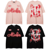 Men T Shirt Gothic Letter Graffiti Couple Short Sleeve T-shirt