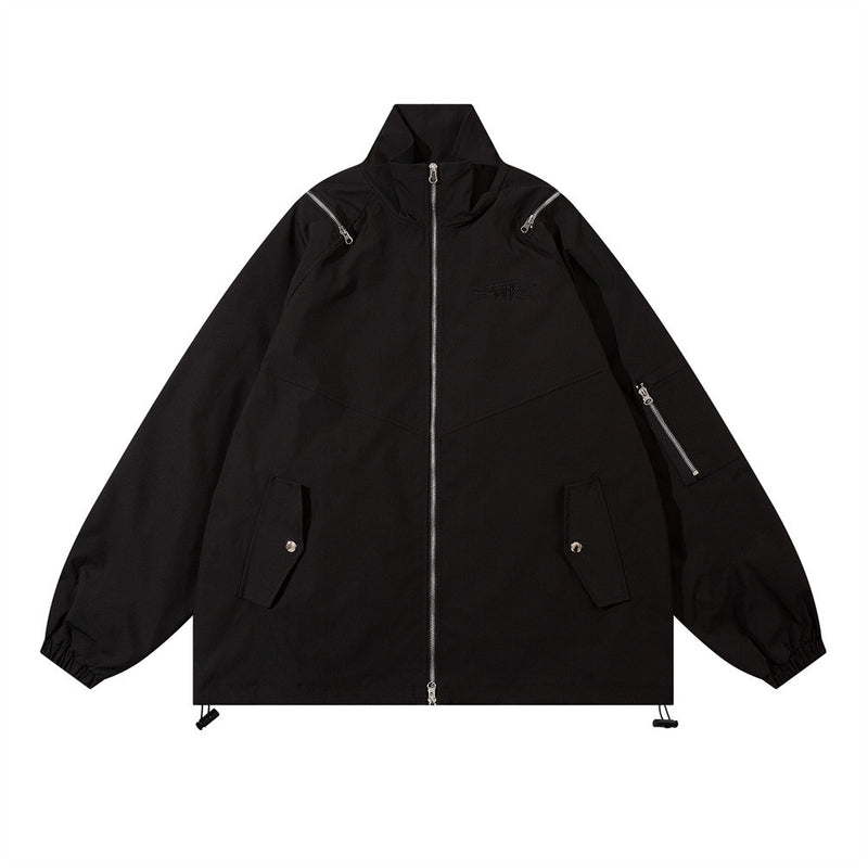 Men Jacket Coat Zipper Stitching Pilot Jacket Men's Spring and Autumn Loose