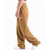 Men Sweatpants Irregular Stripes Sports Pants Drawstring Ankle-Tied Trousers Loose Straight Casual Sweatpants